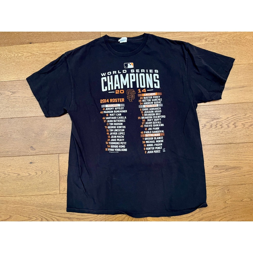 2014 SF Giants World Series Champions Shirt Roster Madison Bumgarner Matt Cain